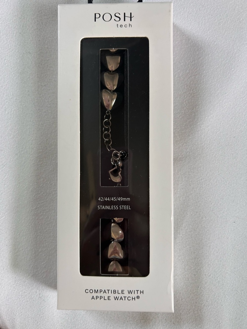 POSH Tech Silver Heart Link Stainless Steel Apple Watch Band